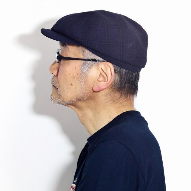 ハンチング帽 春 夏 MATSUI ANGELICO チェック柄 麻 ハンチング アンジェリコ 日本製 メンズ リネン100% サイズ調整可能 マツイ 帽子 春夏 紺 ネイビー 父の日 ギフト プレゼント ラッピング無料_7