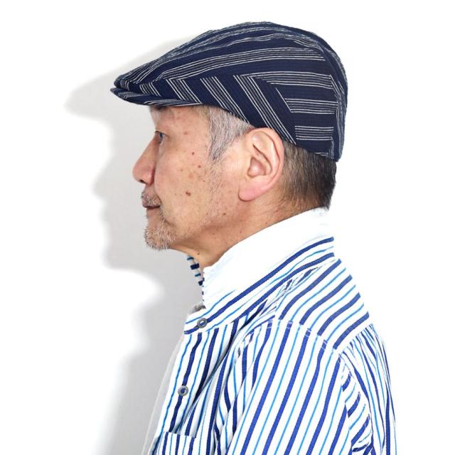 ハンチング メンズ 春夏 帽子 日本製 イタリア生地 Subalpino スバルピーノ ストライプ サッカー生地 マツイ 帽子 ハンチング帽 紳士 小さいサイズ 大きいサイズ サイズ調整可能 ネイビー 紺 ブルー 青 男性 ギフト お父さん 誕生日 プレゼント_13