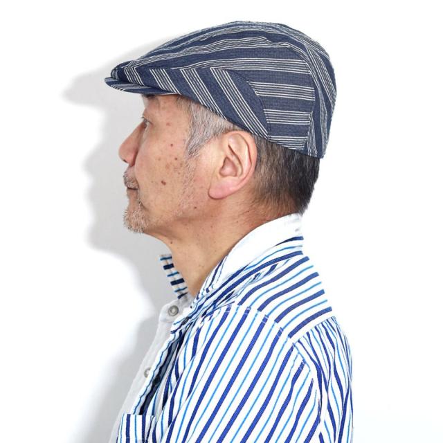 ハンチング メンズ 春夏 帽子 日本製 イタリア生地 Subalpino スバルピーノ ストライプ サッカー生地 マツイ 帽子 ハンチング帽 紳士 小さいサイズ 大きいサイズ サイズ調整可能 ネイビー 紺 ブルー 青 男性 ギフト お父さん 誕生日 プレゼント_17
