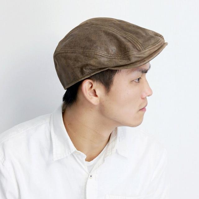 本革 ハンチング レザー HENSCHEL メンズ 牛革 ハンチング帽 ヴィンテージ ヘンシェル 帽子 大きいサイズ 秋冬 レディース アイビーキャップ 革小物 茶 ブラウン 父の日 プレゼント 帽子 男性 40代 50代 60代 レザーハンチング_2