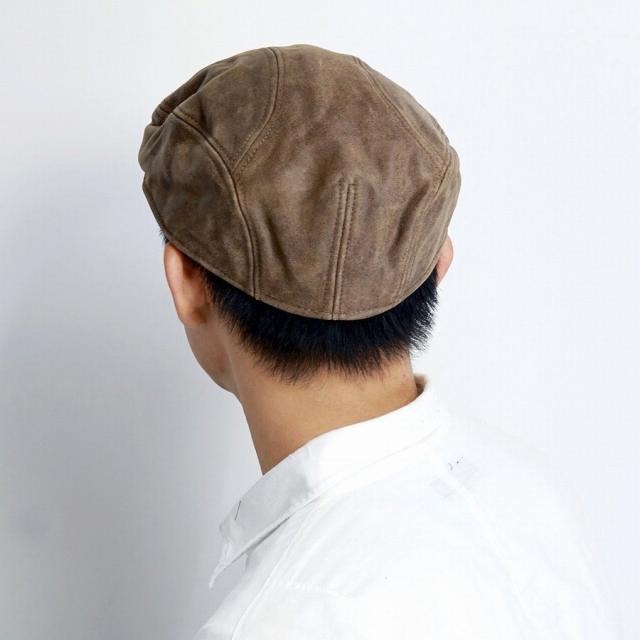 本革 ハンチング レザー HENSCHEL メンズ 牛革 ハンチング帽 ヴィンテージ ヘンシェル 帽子 大きいサイズ 秋冬 レディース アイビーキャップ 革小物 茶 ブラウン 父の日 プレゼント 帽子 男性 40代 50代 60代 レザーハンチング_3