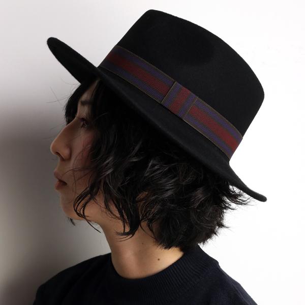 高速配送 Hats Dreams 帽子 秋冬 付け替えリボン付き 中折れハット レディース ハット ドリームズ フェルトハット ウール100 ストライプリボン マニッシュ かっこいい 上質 おしゃれ 帽子 黒 ブラック Fedora おすすめ 女性 プレゼント イタリア製 シックで大人