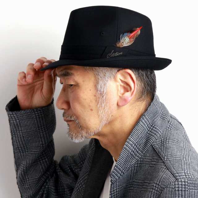 ステットソン 中折れハット メンズ 秋冬 帽子 stetson 中折れ帽 紳士 大きいサイズ 羽根付き シン