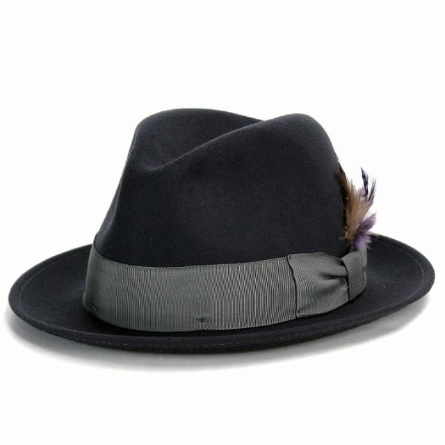 【STETSON】新品未使用羽付きフェドラハット。 stetson ハット フェルト ステットソン 帽子 メンズ 羽根付き