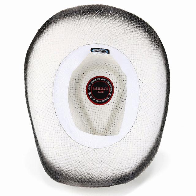 カウボーイハット モノクロ グラデーション レザーベルト テンガロン