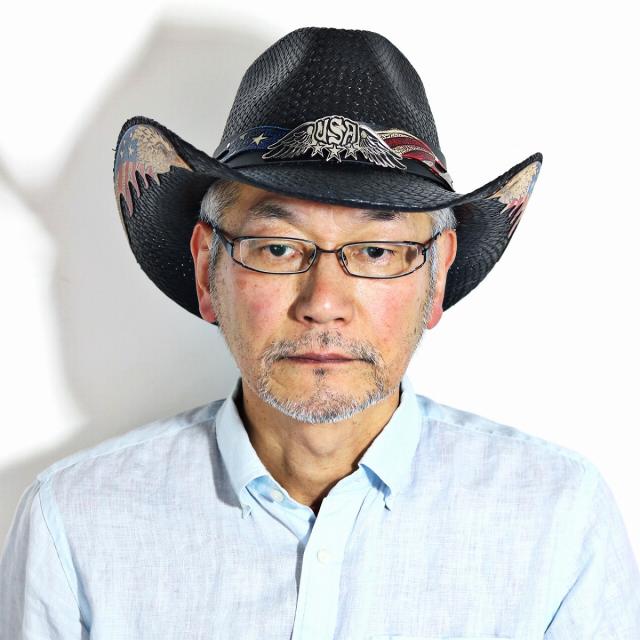 本パナマ カウボーイハット 星条旗 鷲 バックル 帽子 春夏 日よけ パナマハット テンガロン レ_8
