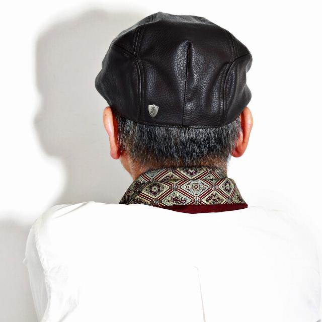 秋 冬 DORFMAN PACIFIC フェイクレザー ハンチング シボ柄 防寒 メンズ レディース シワ加工 DPC 帽子_9