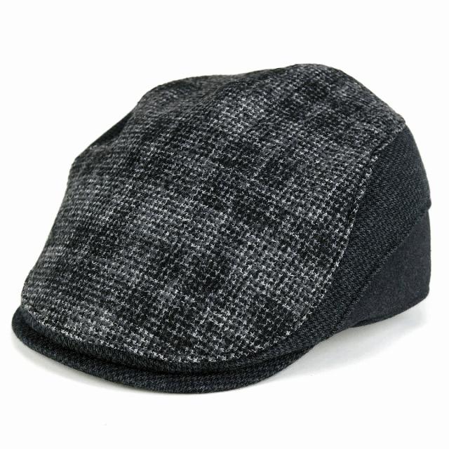 ハンチング ドビー織り ハウンドトゥース ループヤーン チェック柄 帽子 メンズ 紳士 秋 冬 ブ ハンチング ドビー織り ハウンドトゥース ループヤーン チェック柄