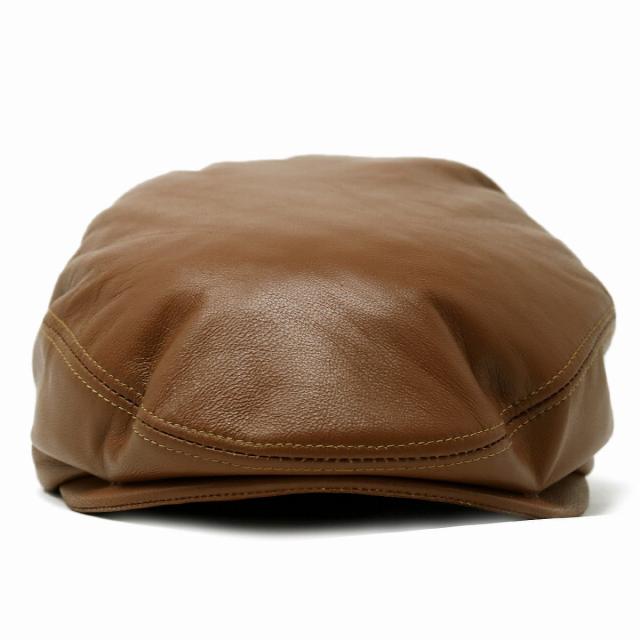 羊革 レザー ハンチング 帽子 メンズ シープスキン KASZKIET カシュケット インポートブランド 茶_3