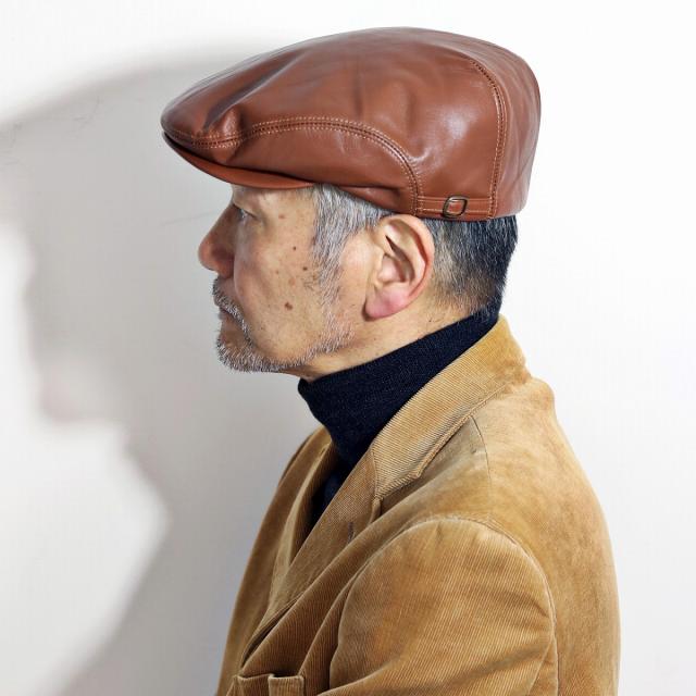 羊革 レザー ハンチング 帽子 メンズ シープスキン KASZKIET