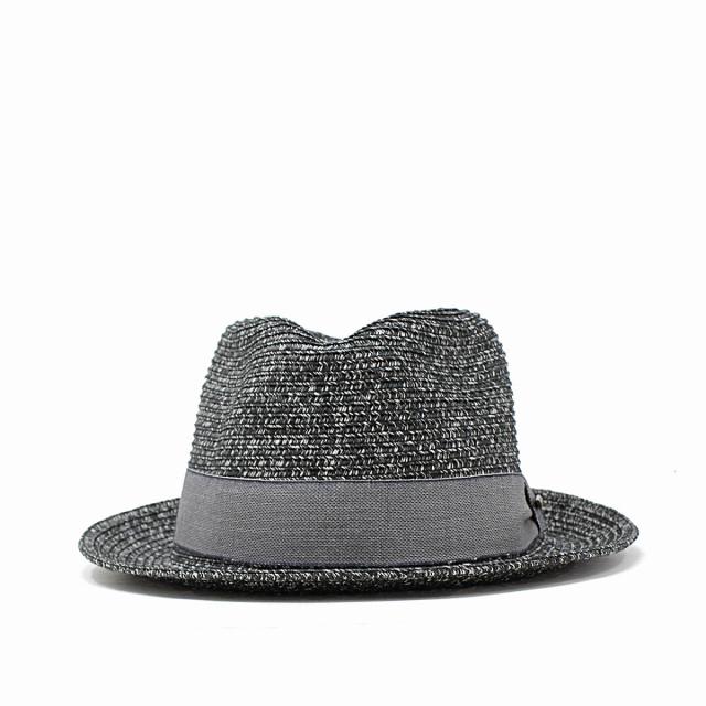 まだら模様 麦わら帽子 春 夏 STETSON 中折れハット メンズ リボン