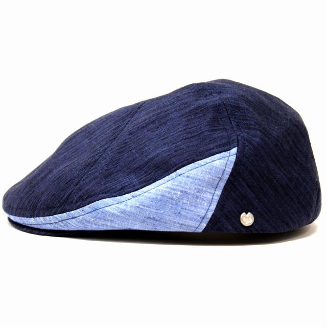ハンチング 帽子 メンズ デニム パッチワーク風 日本製 春 夏 mila