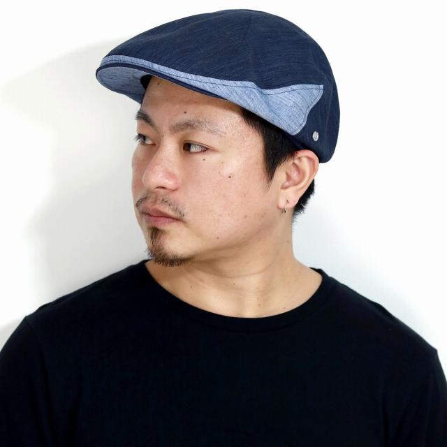 ハンチング 帽子 メンズ デニム パッチワーク風 日本製 春 夏 mila schon ハンチング帽 涼しい スの通販は