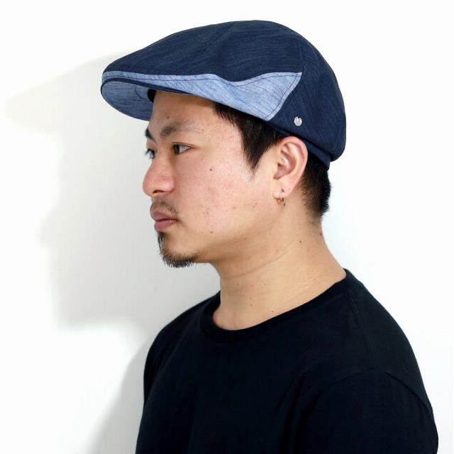 ハンチング 帽子 メンズ デニム パッチワーク風 日本製 春 夏 mila schon ハンチング帽 涼しい ス_7