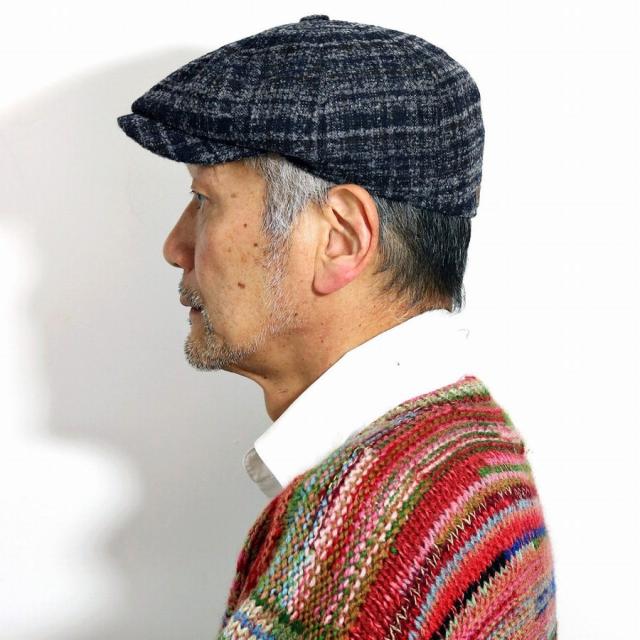 ハンチング メンズ ニュースボーイ キャップ ツイード チェック柄 ゴットマン 帽子 男性用 誕生日 プレゼント キャスハンチング クラシック ニュースボーイキャップ Gottomann ハンチング 8枚はぎ ブルーグレー_8
