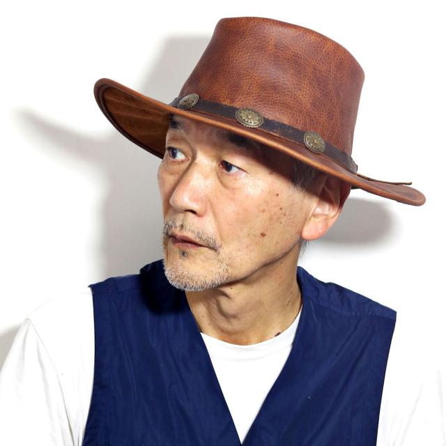 カウボーイハット HENSCHEL 送料無料 ハット レザー 秋冬 メンズ 
