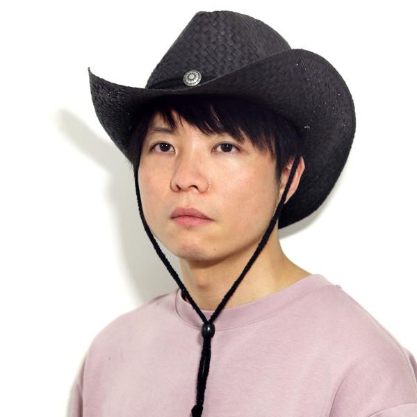 カウボーイハット あご紐 ウエスタンハット 紐付き メンズ 夏
