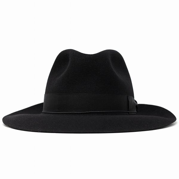 新品 ボルサリーノ ファーフェルト ワイドブリムハット リボンレス XL相当 Borsalino - 新品 ボルサリーノ ファーフェルト ワイドブリム