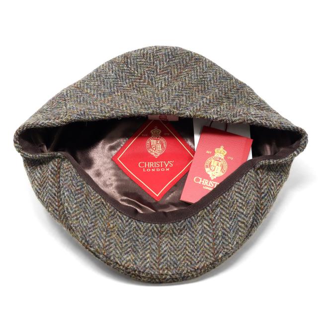 メンズ 帽子 CHRISTYS' LONDON ハンチング帽 クリスティーズ チェック ハリスツイード ヘリンボーン 秋冬 全3色 ブラウン オリーブ グレー [ ivy cap ] 父の日 ギフト ブランド 帽子 男性 誕生日 プレゼント 贈り物 ラッピング無料_6