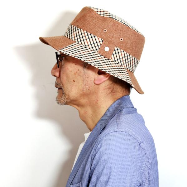 DAKS サハリハット メンズ 春夏 帽子 チェック ダックス ブランド バケットハット 日本製 LEOMASTER DERAVE ハウスチェック ネイビー チャコール M L LL [ cap ] 40代 50代 60代 ファッション 父の日 ギフト 男性 誕生日 プレゼント 敬老の日_10