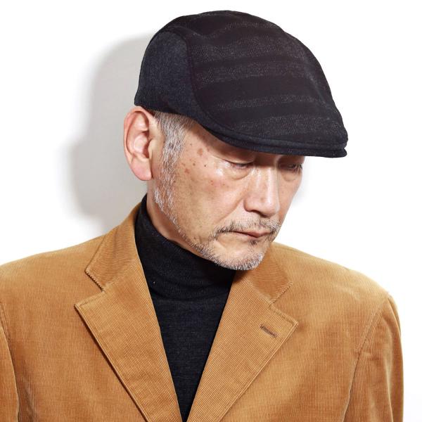 DAKS ダックス ハンチング チェック 柄 ブランド 日本製 帽子 メンズ 秋冬 縞模様 ボーダー ハンチング帽 ウール メルトン 紳士 ブラック ネイビー / 黒 紺 [ ivy cap ] 40代 50代 60代 クリスマス ギフト 誕生日 プレゼント ラッピング無料 父の日_11