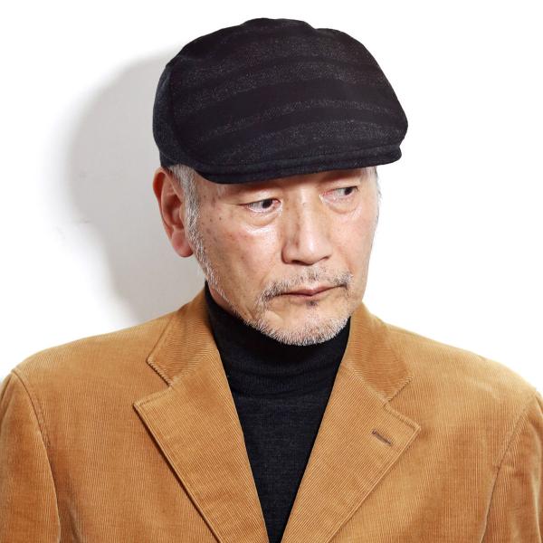 DAKS ダックス ハンチング チェック 柄 ブランド 日本製 帽子 メンズ 秋冬 縞模様 ボーダー ハンチング帽 ウール メルトン 紳士 ブラック ネイビー / 黒 紺 [ ivy cap ] 40代 50代 60代 クリスマス ギフト 誕生日 プレゼント ラッピング無料 父の日_12