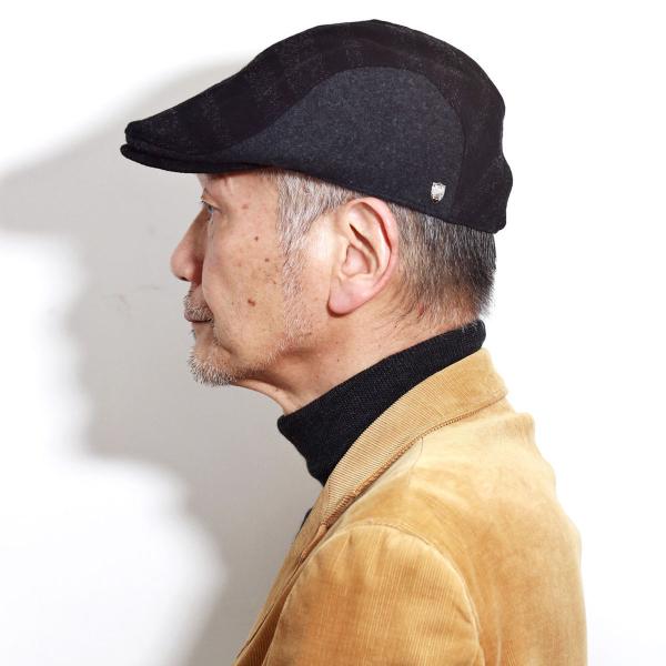 DAKS ダックス ハンチング チェック 柄 ブランド 日本製 帽子 メンズ 秋冬 縞模様 ボーダー ハンチング帽 ウール メルトン 紳士 ブラック ネイビー / 黒 紺 [ ivy cap ] 40代 50代 60代 クリスマス ギフト 誕生日 プレゼント ラッピング無料 父の日_13