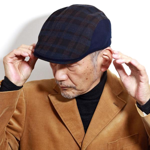 DAKS ダックス ハンチング チェック 柄 ブランド 日本製 帽子 メンズ 秋冬 縞模様 ボーダー ハンチング帽 ウール メルトン 紳士 ブラック ネイビー / 黒 紺 [ ivy cap ] 40代 50代 60代 クリスマス ギフト 誕生日 プレゼント ラッピング無料 父の日_15