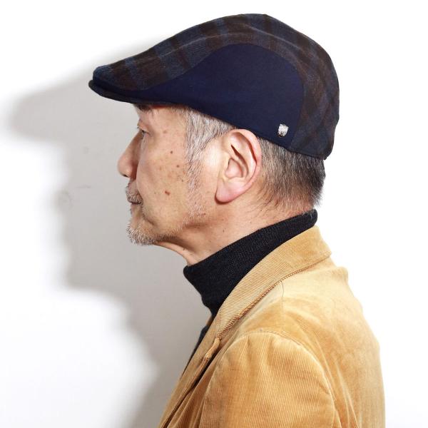 DAKS ダックス ハンチング チェック 柄 ブランド 日本製 帽子 メンズ 秋冬 縞模様 ボーダー ハンチング帽 ウール メルトン 紳士 ブラック ネイビー / 黒 紺 [ ivy cap ] 40代 50代 60代 クリスマス ギフト 誕生日 プレゼント ラッピング無料 父の日_17