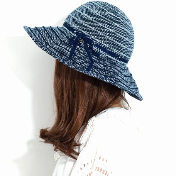 DAKS つば広 帽子 ボーダー 擬麻 綿ロード ハット レディース ツバ広帽子 日焼け対策 ブランド ダックス 春夏 帽子 UVカット 折りたためる サマーハット 通気性が良い 涼しい 女優帽 ミセスハット 紺 ピンク 茶 女性 誕生日 プレゼント ギフト ラッピング無料 母の日_10