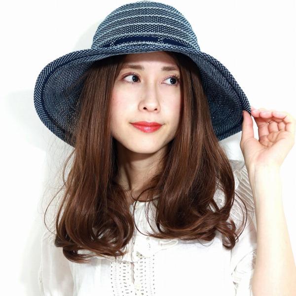 DAKS つば広 帽子 ボーダー 擬麻 綿ロード ハット レディース ツバ広帽子 日焼け対策 ブランド ダックス 春夏 帽子 UVカット 折りたためる サマーハット 通気性が良い 涼しい 女優帽 ミセスハット 紺 ピンク 茶 女性 誕生日 プレゼント ギフト ラッピング無料 母の日_11