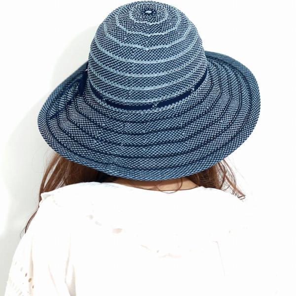 DAKS つば広 帽子 ボーダー 擬麻 綿ロード ハット レディース ツバ広帽子 日焼け対策 ブランド ダックス 春夏 帽子 UVカット 折りたためる サマーハット 通気性が良い 涼しい 女優帽 ミセスハット 紺 ピンク 茶 女性 誕生日 プレゼント ギフト ラッピング無料 母の日_12