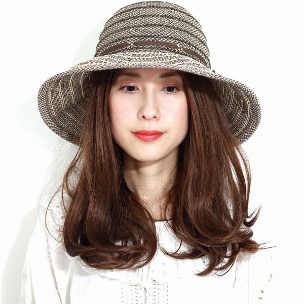 DAKS つば広 帽子 ボーダー 擬麻 綿ロード ハット レディース ツバ広帽子 日焼け対策 ブランド ダックス 春夏 帽子 UVカット 折りたためる サマーハット 通気性が良い 涼しい 女優帽 ミセスハット 紺 ピンク 茶 女性 誕生日 プレゼント ギフト ラッピング無料 母の日_16