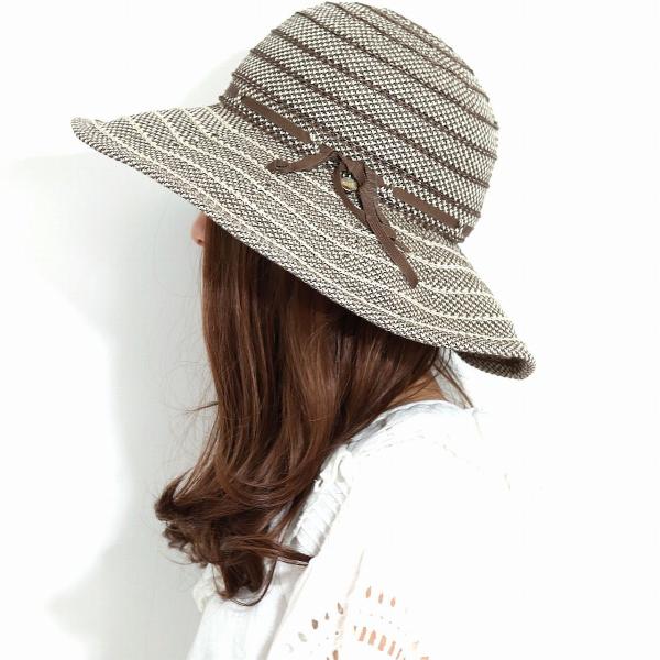 DAKS つば広 帽子 ボーダー 擬麻 綿ロード ハット レディース ツバ広帽子 日焼け対策 ブランド ダックス 春夏 帽子 UVカット 折りたためる サマーハット 通気性が良い 涼しい 女優帽 ミセスハット 紺 ピンク 茶 女性 誕生日 プレゼント ギフト ラッピング無料 母の日_17