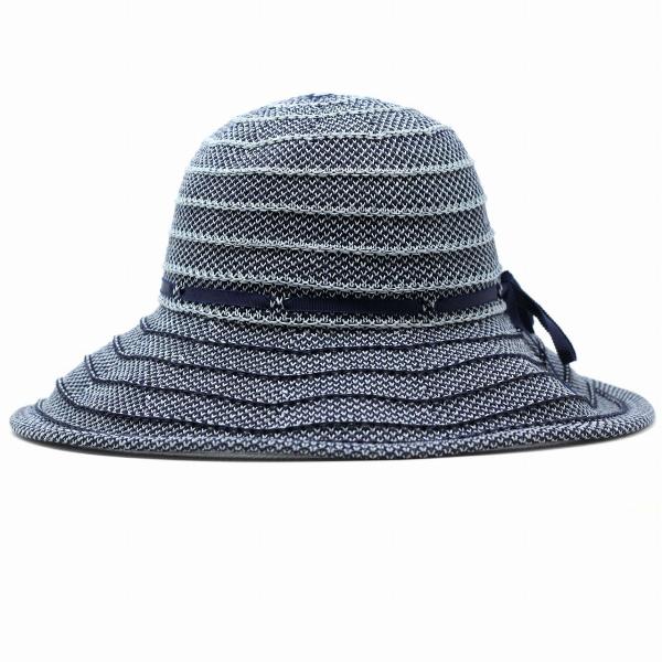 DAKS つば広 帽子 ボーダー 擬麻 綿ロード ハット レディース ツバ広帽子 日焼け対策 ブランド ダックス 春夏 帽子 UVカット 折りたためる サマーハット 通気性が良い 涼しい 女優帽 ミセスハット 紺 ピンク 茶 女性 誕生日 プレゼント ギフト ラッピング無料 母の日_2