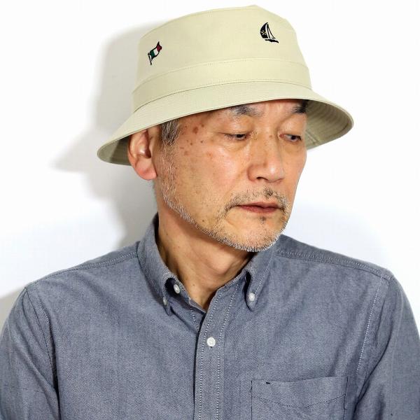 サハリハット メンズ ミニロゴ 春夏 ハット メンズ SINACOVA マリン サファリハット メンズ 綿100 コットン シナコバ ブランド 帽子 上品なマリンサファリハット ライトベージュ [ bucket hat ] 父の日 ギフト プレゼント 敬老の日