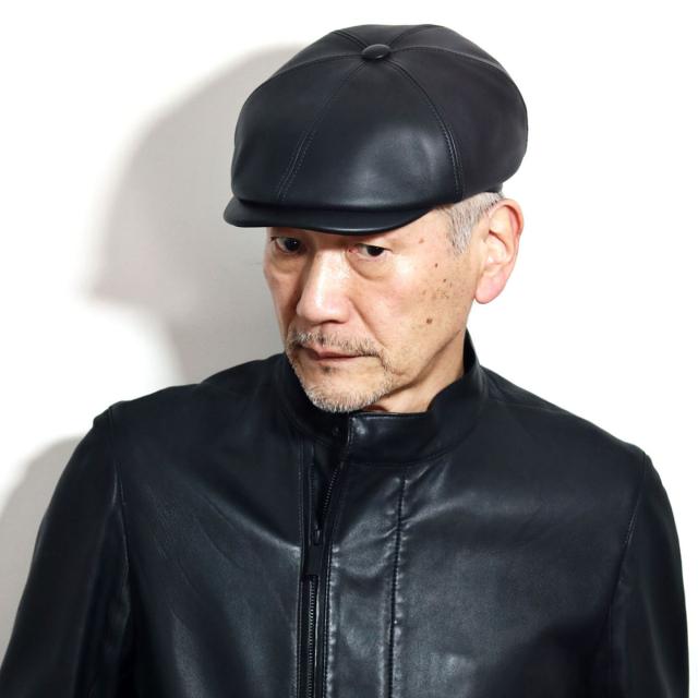 レザー ハンチング 帽子 メンズ シープスキン ハンチング帽 秋冬 GUERRA イタリア製 ゲラ 送料無料 レディース キャスケット 本革 ハンチングキャップ 黒 茶 [ ivy cap ］送料無料 ギフト 誕生日 プレゼント ラッピング包装無料_12