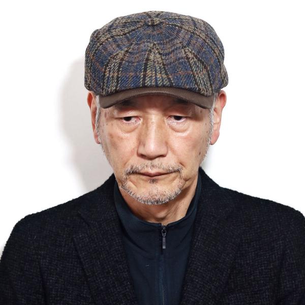 大きいサイズ 帽子 メンズ キャスケット ハンチング Gottmann ブランド ウール チェック 柄 レザー 秋冬 ネイビー 紺［ ivy cap ］男性 帽子 誕生日 プレゼント クリスマス ギフト包装 ラッピング無料 送料無料 父の日_8