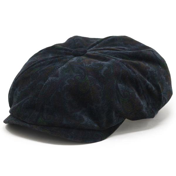ハンチング メンズ 大きいサイズ 8パネル 帽子 秋冬 ペイズリー 柄 ベルベット ブランド ゴットマン ハンチングキャップ 57cm 58cm 60cm 62cm / ダークグレー［ ivy cap ］男性 帽子 誕生日 プレゼント クリスマス ギフト包装 ラッピング無料 送料無料 父の日
