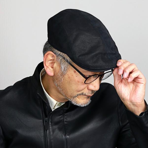 レザー ハンチング帽 黒 RIDICULOUS ハンチング帽 本革 レザー ハンチング メンズ 帽子 本革