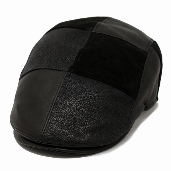 羊革 レザー ハンチング帽 海外ブランド レザーハンチング パッチワークレザー ハンチング 革 本革 帽子 大きいサイズ ゴットマン ドイツブランド Gottman ブランド 黒 ブラック [ ivy cap ] 父の日 ギフト プレゼント 帽子通販 男性 プレゼント 敬老の日