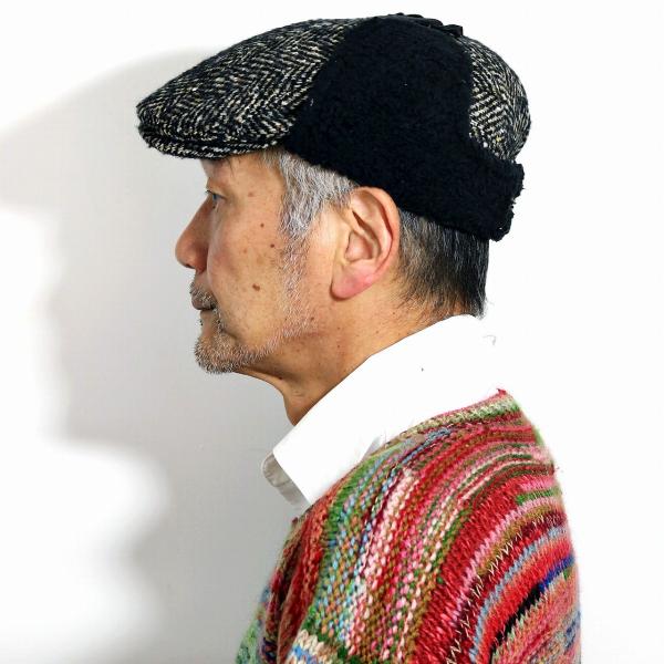 ゴットマン ハンチング gottman ざっくり編み へリンボン ツイード ボア 耳当て付 ドイツの帽子ブランド ウィンターハンチング ツイード ドイツブランド 海外ブランド サンドベージュ [ ivy cap ] 父の日_8
