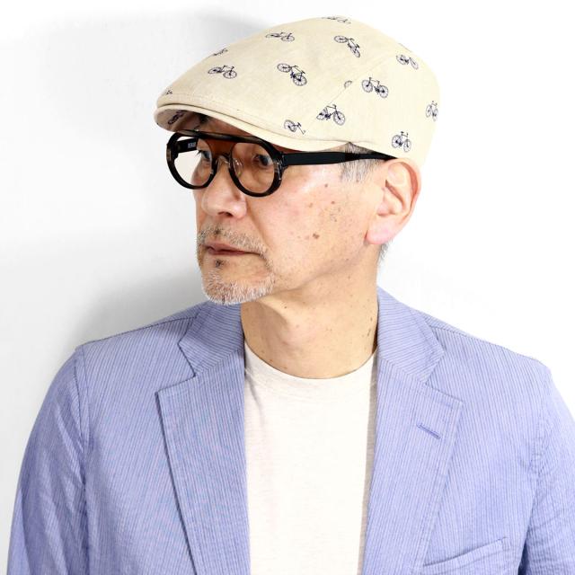 ハンチング 帽子 大きいサイズ 帽子 ハンチング 送料無料 父の日 ギフト 総柄 自転車柄 ハンチング帽 メンズ 春夏 ゴットマン Gottmann 綿素材 ベージュ ivy cap 父の日 ギフト プレゼント ラッピング無料_8