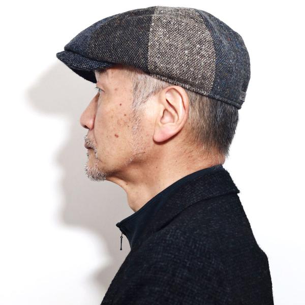 大きいサイズ 秋冬 メンズ 帽子 8パネル ハンチング チェック パッチワーク ブランド ゴットマン キャスハンチング ウール グレー 57cm / 59cm / 61cm / 63cm［ ivy cap ］男性 帽子 誕生日 プレゼント クリスマス ギフト包装 ラッピング無料 送料無料 父の日_9