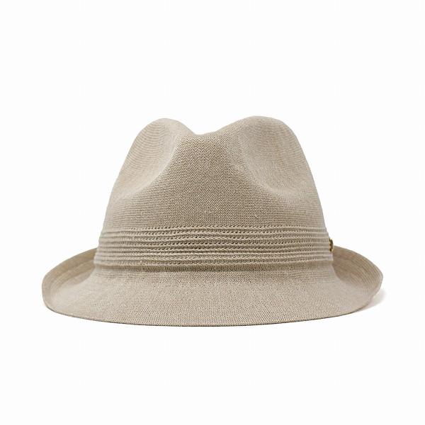 ハット メンズ 春 夏 KNOX 帽子 サーモニット リネン ノックス 中折れハット 麻 通気性が良い 中折れ帽 紳士 涼しい シンプル 無地 日本製 58cm 59.5cm サイズ調整 ショートブリム 中折れ インポート ベージュ［ fedora ］父の日 ギフト プレゼント ラッピング 敬老の日
