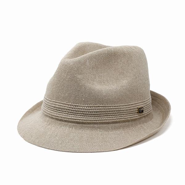 ハット メンズ 春 夏 KNOX 帽子 サーモニット リネン ノックス 中折れハット 麻 通気性が良い 中折れ帽 紳士 涼しい シンプル 無地 日本製 58cm 59.5cm サイズ調整 ショートブリム 中折れ インポート ベージュ［ fedora ］父の日 ギフト プレゼント ラッピング 敬老の日