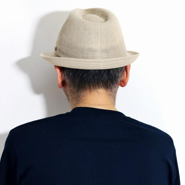 ハット メンズ 春 夏 KNOX 帽子 サーモニット リネン ノックス 中折れハット 麻 通気性が良い 中折れ帽 紳士 涼しい シンプル 無地 日本製 58cm 59.5cm サイズ調整 ショートブリム 中折れ インポート ベージュ［ fedora ］父の日 ギフト プレゼント ラッピング 敬老の日