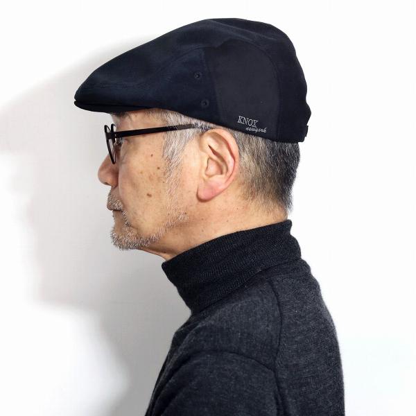 ハンチング メンズ バーズアイ 秋冬 アイビーキャップ サーモトロンラジポカ 帽子 メンズ KNOX 紳士 ノックス 黒 バーズアイ生地 日本製 ブラック［ ivy cap ］メール便対応 帽子屋 通販 送料無料 父の日_7