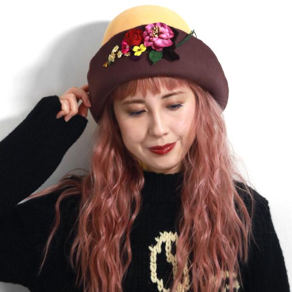 可愛い 帽子 レディース 秋冬 フェルトハット フラワーダブルベル Barairo no boushi かわいい ハット バラ色の帽子 布花 リボン フェルト ミセスハット 日本製 ブランド  [ felt hat ] 送料無料 バラ色の帽子 帽子通販 クリスマス プレゼント ギフト ラッピング無料_18