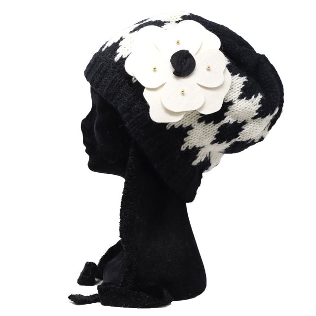 かわいい ニット帽 バラ色の帽子 レディース 秋冬 帽子 送料無料